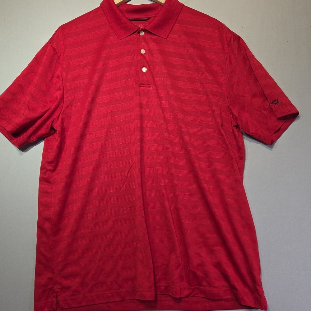 Chaps 78 Men's XL Tall Red Striped Golf Polo Shirt Performance Short Sleeve XL/T